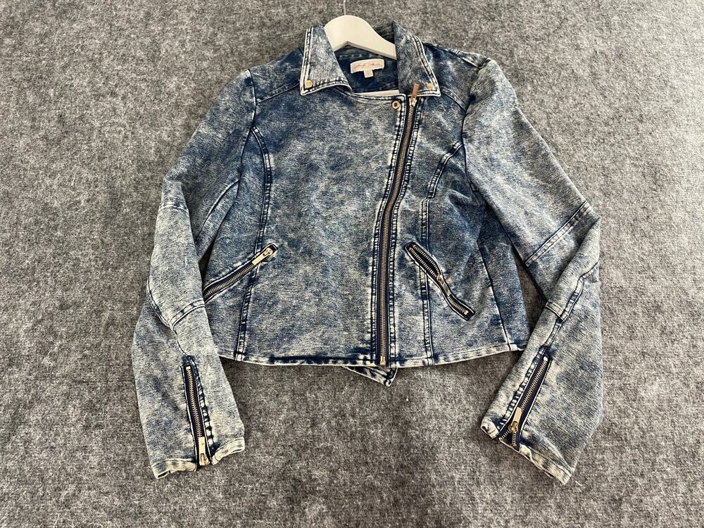 Marilyn Monroe Girls Jacket 12-14 Years Large Denim Cropped Jean Zipper N198